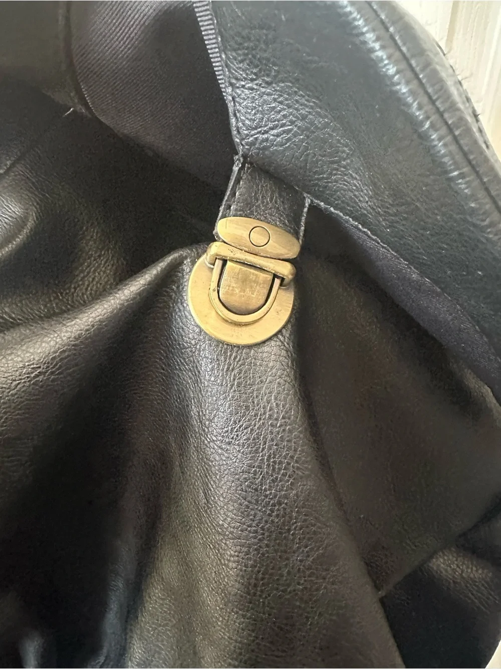Merona Faux Leather Black Backpack with Adjustable Straps